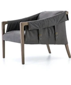 Four Hands New Arrivals Bauer Leather Chair Chaps Ebony