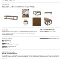 Four Hands Beaumont Bench Warm Taupe Dakota Leather 23 Four Hands Beaumont Bench Warm Taupe Dakota Leather