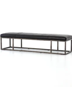 Four Hands New Arrivals Beaumont Bench Rider Black Leather