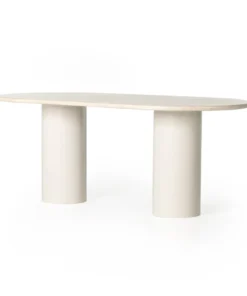 Four Hands Belle Oval Dining Table Cream Marble