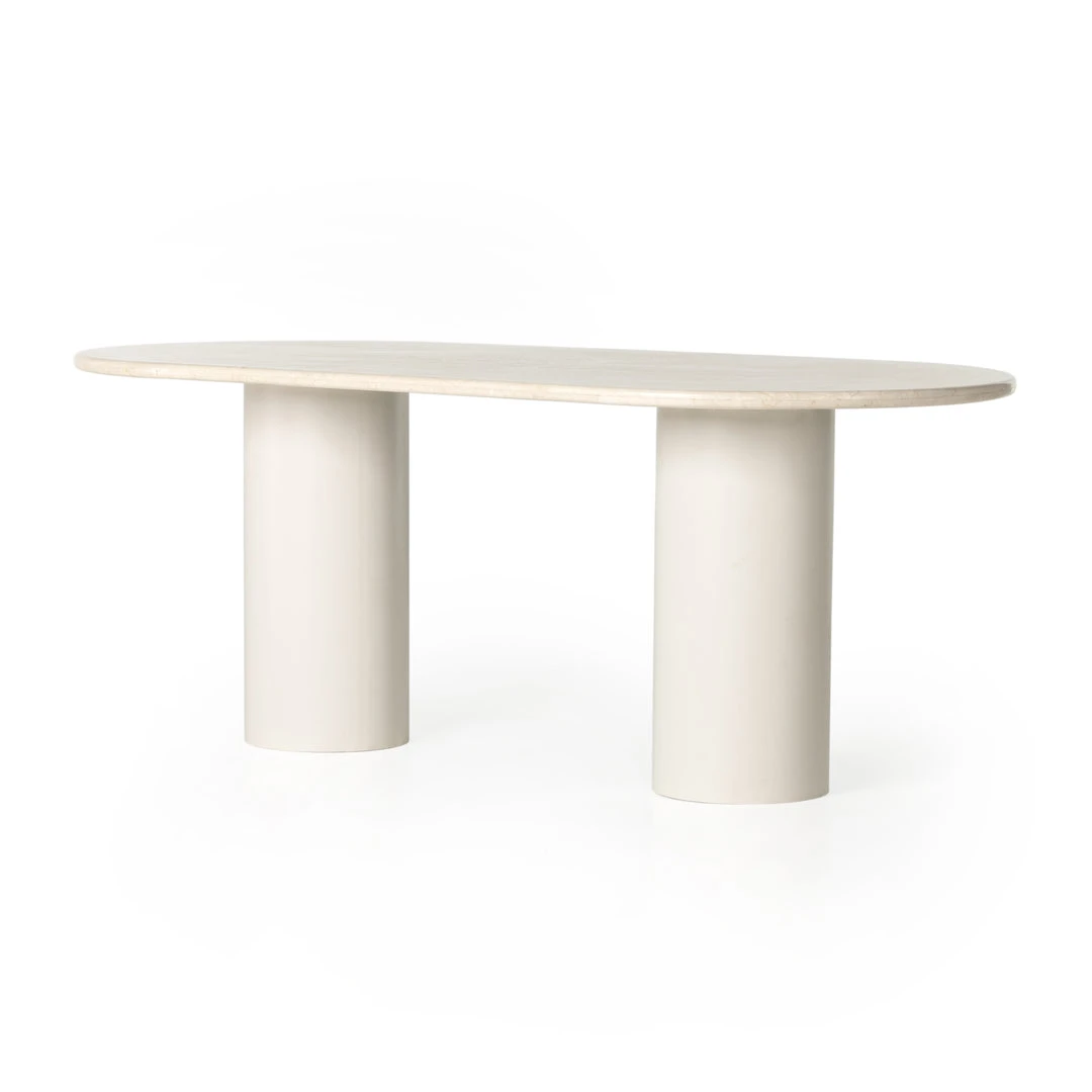Four Hands Belle Oval Dining Table Cream Marble 1 Four Hands Belle Oval Dining Table Cream Marble