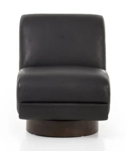 Four Hands Bronwyn Swivel Heirloom Black Leather