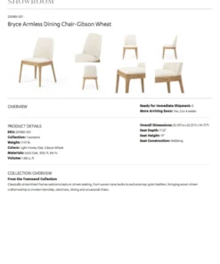 Four Hands Bryce Armless Dining Chair Gibson Wheat 17 Four Hands Bryce Armless Dining Chair Gibson Wheat
