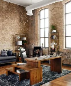 Four Hands Bryson Desk Chair Chaps Ebony