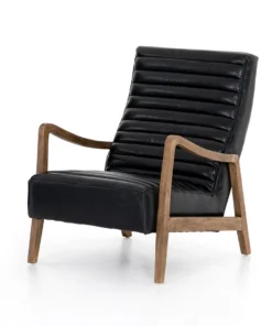 Four Hands Chance Chair Dakota Black Leather New Arrivals