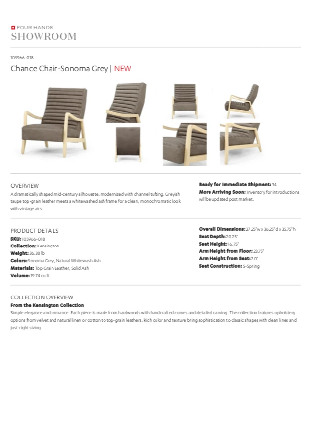 Four Hands New Arrivals Chance Chair Sonoma Gray 10 Four Hands New Arrivals Chance Chair Sonoma Gray