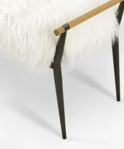 Four Hands New Arrivals Charlotte Bench Mongolian Cream Fur