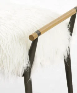 Four Hands New Arrivals Charlotte Bench Mongolian Cream Fur