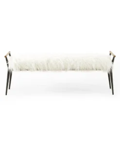 Four Hands New Arrivals Charlotte Bench Mongolian Cream Fur