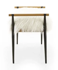 Four Hands New Arrivals Charlotte Bench Mongolian Cream Fur