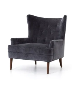 Four Hands Clermont Chair Charcoal Worn Velvet New Arrivals
