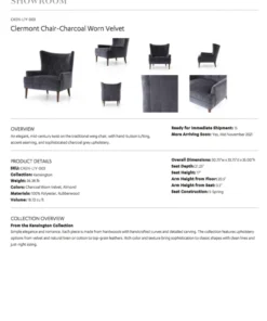 Four Hands Clermont Chair Charcoal Worn Velvet New Arrivals 15 Four Hands Clermont Chair Charcoal Worn Velvet New Arrivals