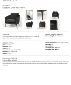 Four Hands Copeland Chair Bella Smoke New Arrivals