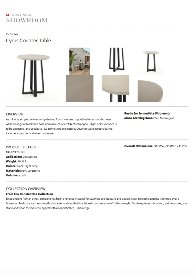 Four Hands Cyrus Round Counter Table 9 Four Hands Cyrus Round Counter Table