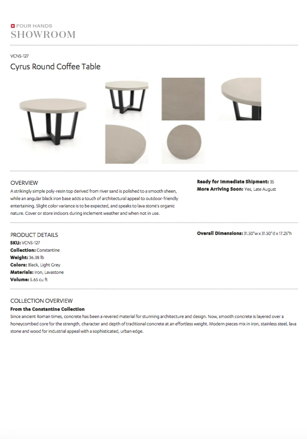 Four Hands Cyrus Round Coffee Table 7 Four Hands Cyrus Round Coffee Table