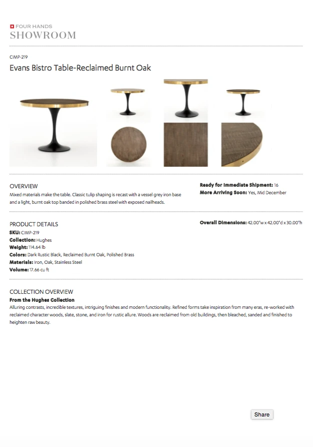 Four Hands New Arrivals Evans Bistro Table 8 Four Hands New Arrivals Evans Bistro Table