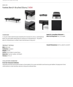 Four Hands Fawkes Bench Brushed Ebony New Arrivals