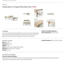 Four Hands Fawkes Bench Vintage Whitewash New Arrivals