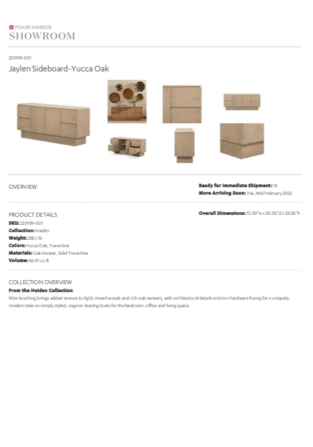 Four Hands Jaylen Sideboard Yucca Oak 12 Four Hands Jaylen Sideboard Yucca Oak