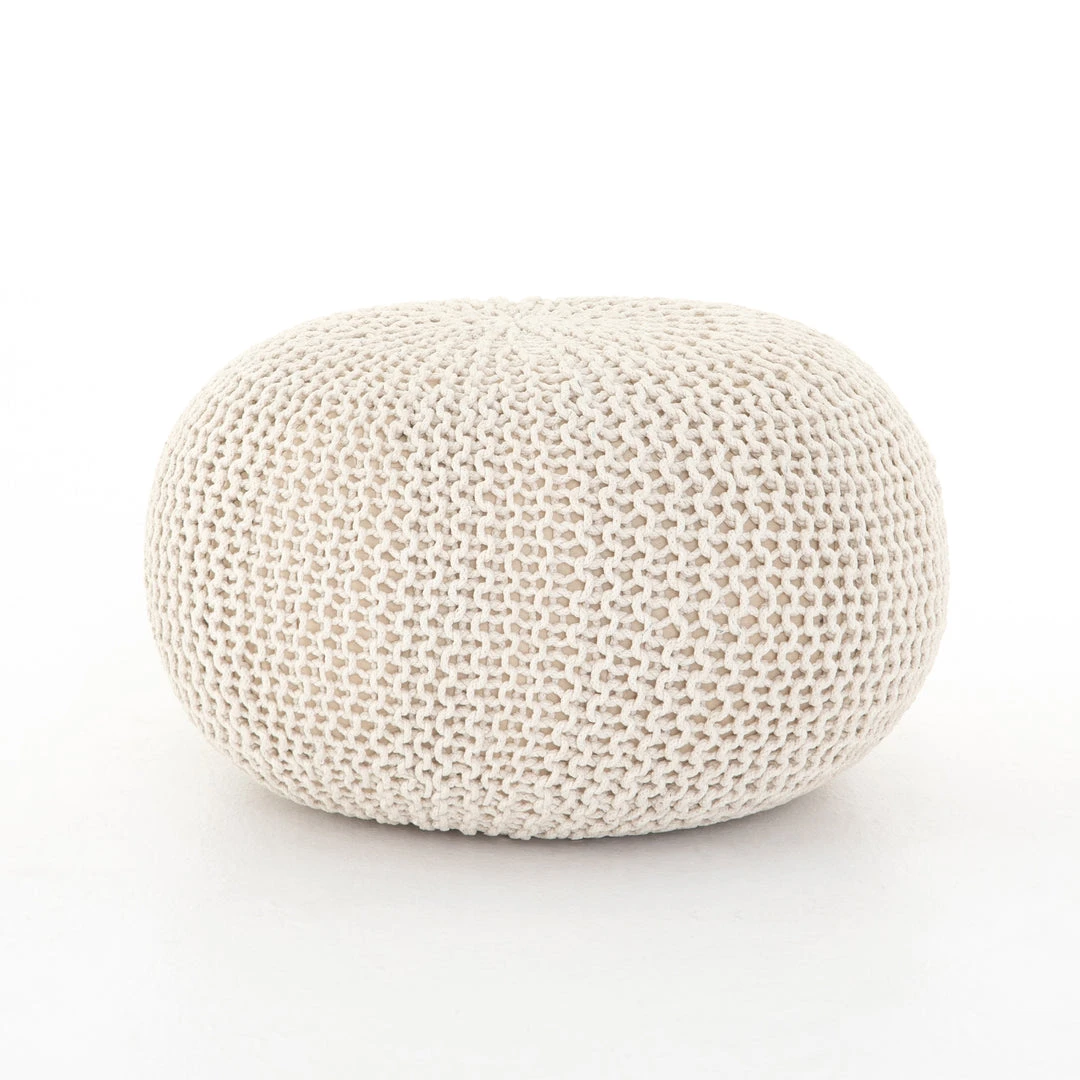 Four Hands Jute Knit Pouf White New Arrivals 1 Four Hands Jute Knit Pouf White New Arrivals