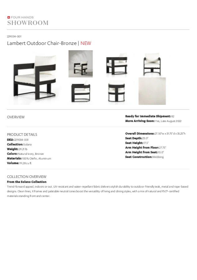 Four Hands New Arrivals Lambert Outdoor Chair Ivory 13 Four Hands New Arrivals Lambert Outdoor Chair Ivory