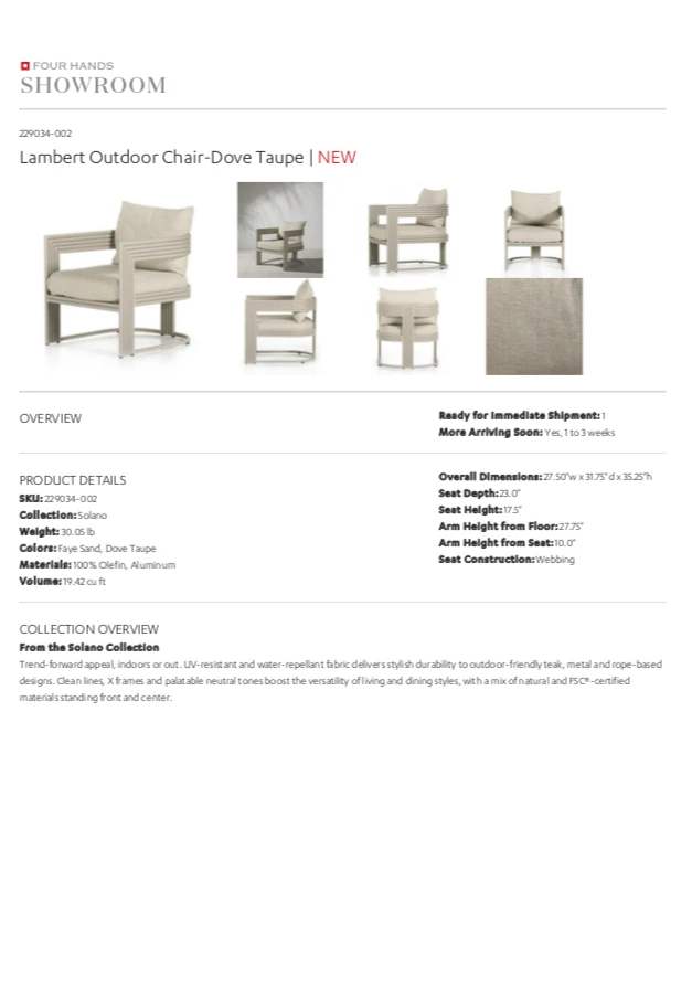 Four Hands Lambert Outdoor Chair Dove Taupe 10 Four Hands Lambert Outdoor Chair Dove Taupe