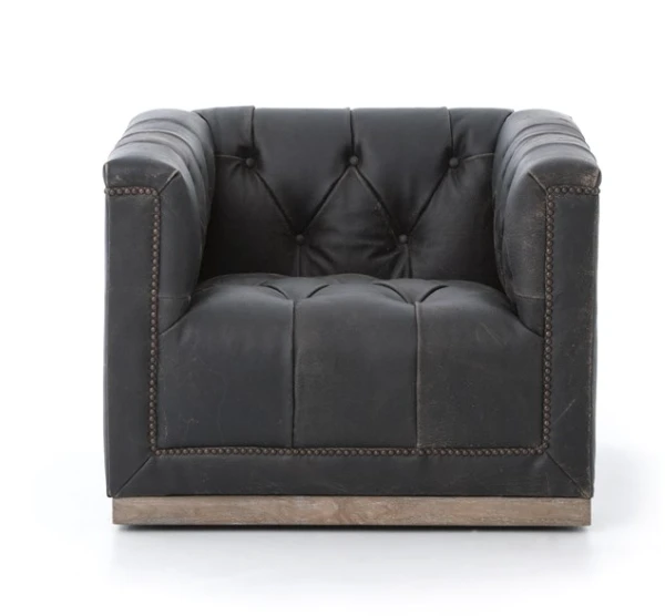 Four Hands Maxx Swivel Chair Destroyed Black 3 Four Hands Maxx Swivel Chair Destroyed Black