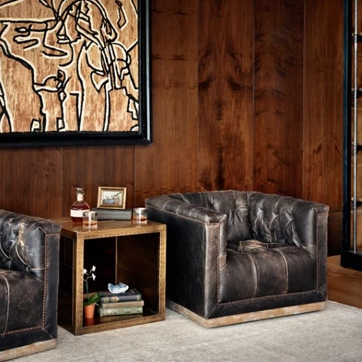 Four Hands Maxx Swivel Chair Destroyed Black 4 Four Hands Maxx Swivel Chair Destroyed Black