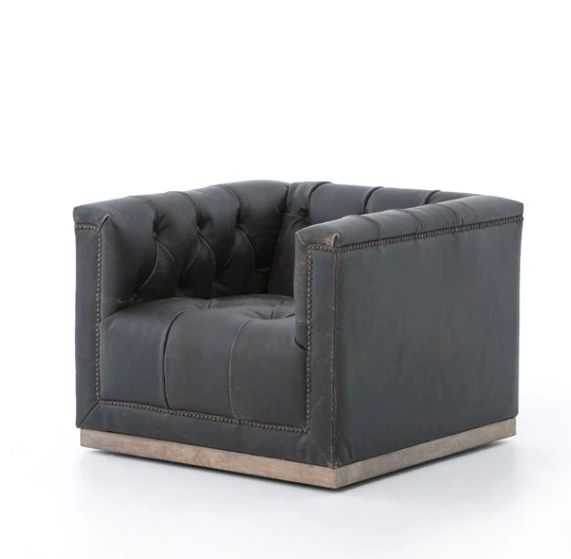 Four Hands Maxx Swivel Chair Destroyed Black 1 Four Hands Maxx Swivel Chair Destroyed Black