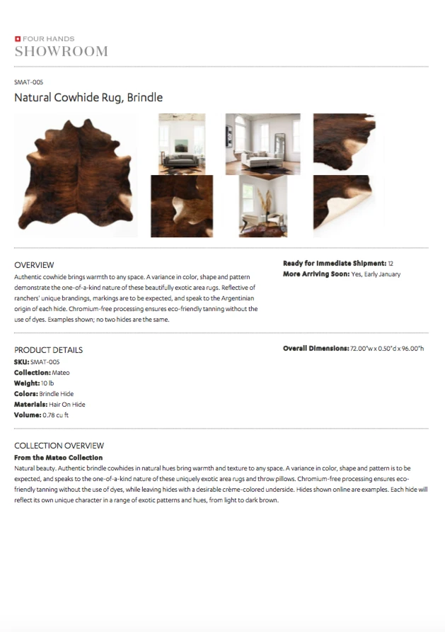 Four Hands Natural Cowhide Rug Brindle 7 Four Hands Natural Cowhide Rug Brindle