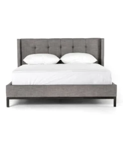 Four Hands Newhall Bed Harbor Grey Upholstery