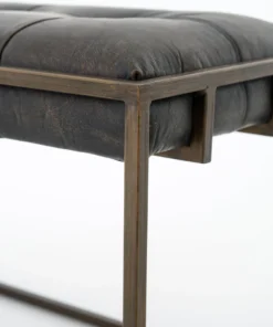 Four Hands New Arrivals Oxford Bench Ebony Leather 13 Four Hands New Arrivals Oxford Bench Ebony Leather