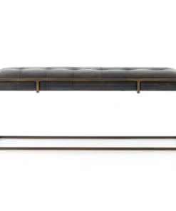 Four Hands New Arrivals Oxford Bench Ebony Leather 9 Four Hands New Arrivals Oxford Bench Ebony Leather