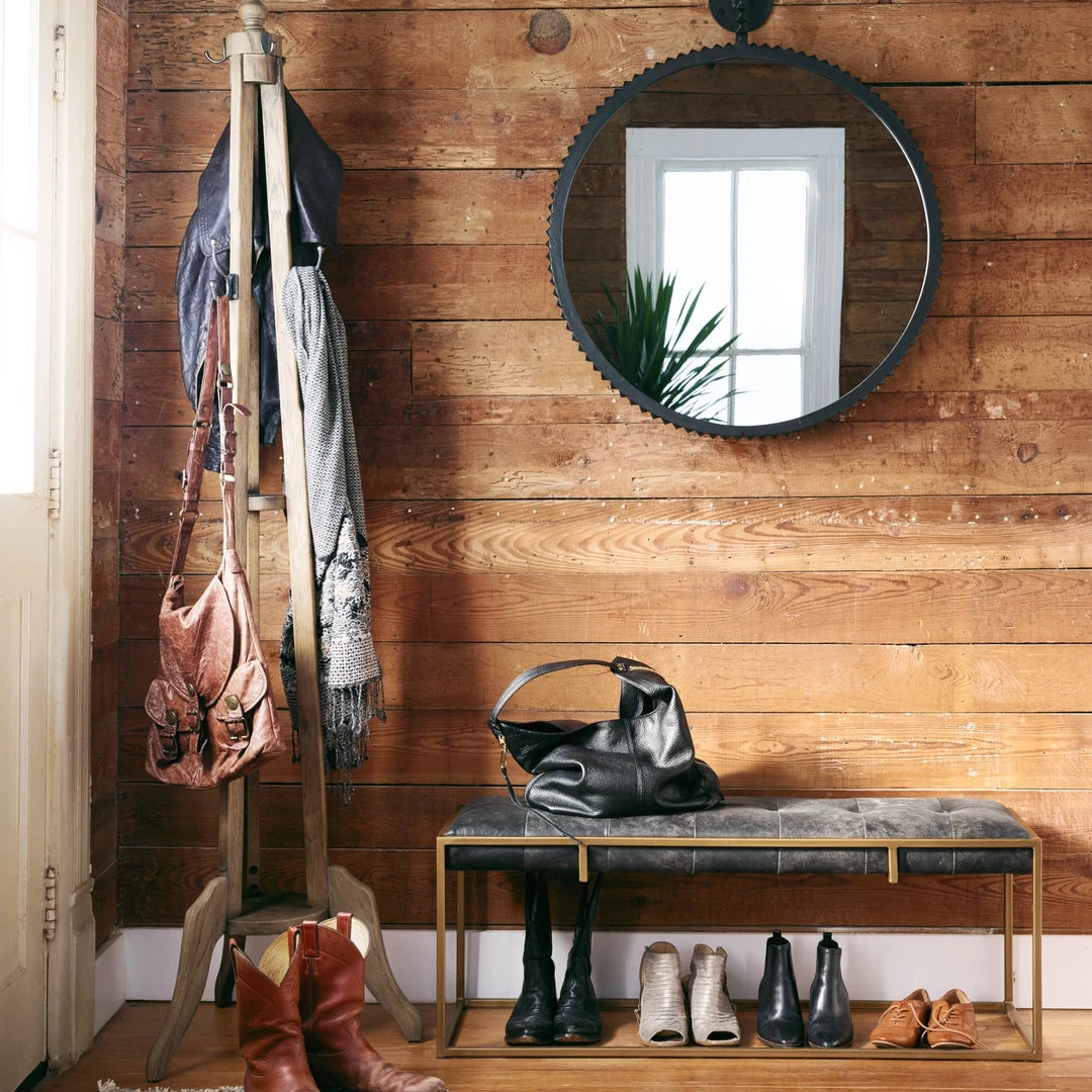 Four Hands New Arrivals Oxford Bench Ebony Leather 2 Four Hands New Arrivals Oxford Bench Ebony Leather