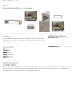 Four Hands Parish Coffee Table Gray Concrete