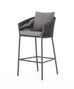 Four Hands Porto Outdoor Bar Stool Charcoal