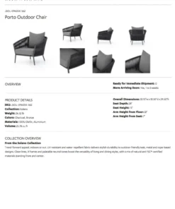 Four Hands New Arrivals Porto Outdoor Chair Charcoal