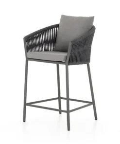Four Hands Porto Outdoor Bar Stool Charcoal