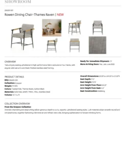 Four Hands Rowen Dining Chair Thames Raven