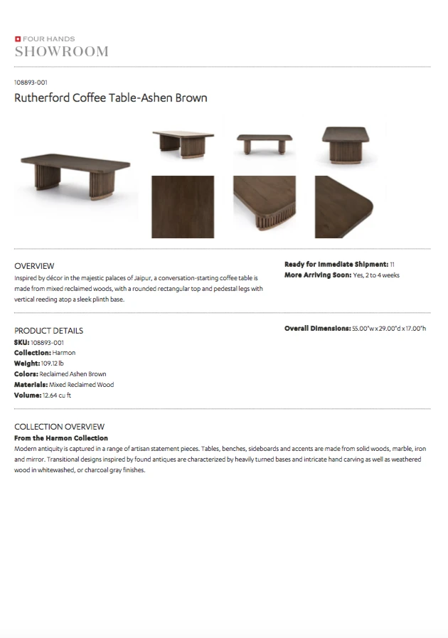 Four Hands New Arrivals Rutherford Coffee Table Ashen Brown 9 Four Hands New Arrivals Rutherford Coffee Table Ashen Brown