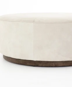 Four Hands Sinclair Large Round Ottoman Whistler Oyster Suede New Arrivals
