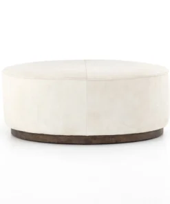 Four Hands Sinclair Large Round Ottoman Whistler Oyster Suede New Arrivals