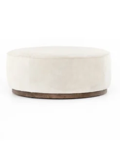 Four Hands Sinclair Large Round Ottoman Whistler Oyster Suede New Arrivals