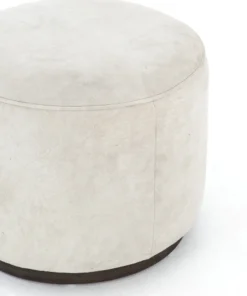 Four Hands Sinclair Round Ottoman Whistler Oyster Suede