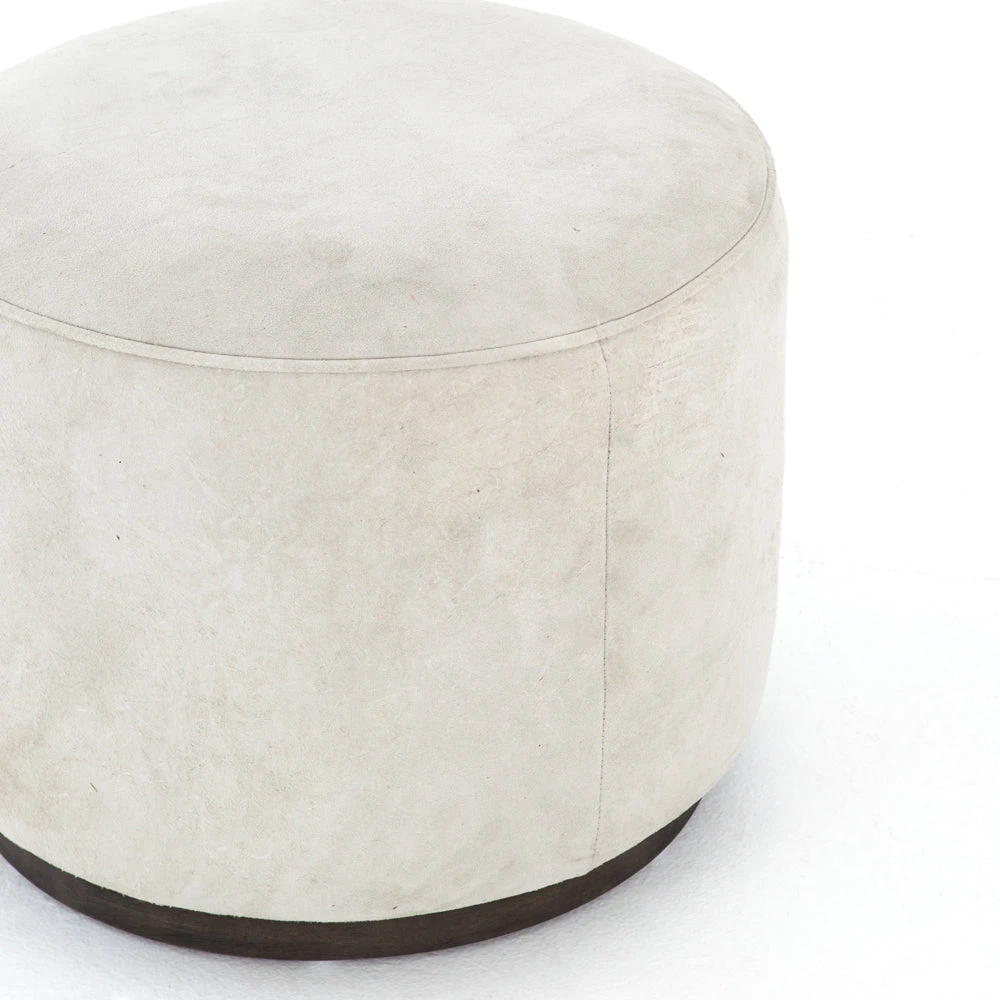 Four Hands Sinclair Round Ottoman Whistler Oyster Suede 2 Four Hands Sinclair Round Ottoman Whistler Oyster Suede