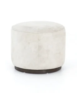 Four Hands Sinclair Round Ottoman Whistler Oyster Suede