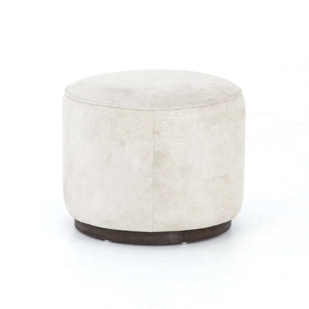 Four Hands Sinclair Round Ottoman Whistler Oyster Suede 1 Four Hands Sinclair Round Ottoman Whistler Oyster Suede