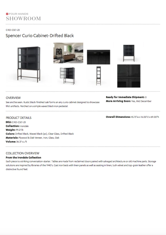 Four Hands New Arrivals Spencer Curio Cabinet Drifted Black 10 Four Hands New Arrivals Spencer Curio Cabinet Drifted Black