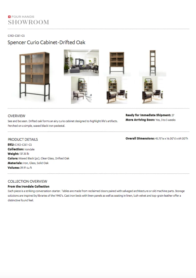 Four Hands Spencer Curio Cabinet Drifted Oak 7 Four Hands Spencer Curio Cabinet Drifted Oak