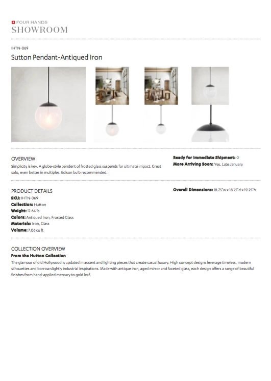 Four Hands New Arrivals Sutton Pendant Antiqued Iron 8 Four Hands New Arrivals Sutton Pendant Antiqued Iron